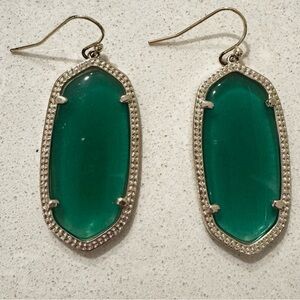 Kendra Scott Elle Green Drop Earrings with gold accents